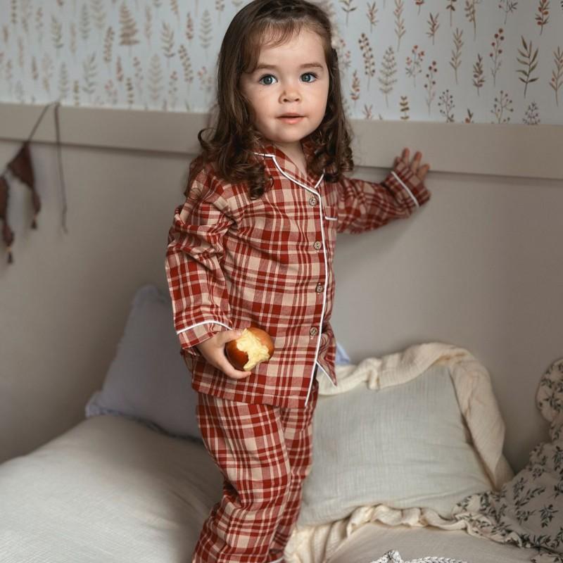 Cartoon Pajama Set Cotton A-Class Kids Long Sleeve Suit Homewear Boys Girls