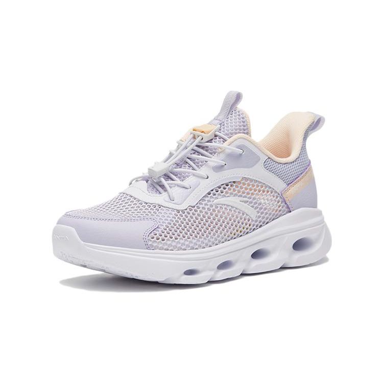 Anta Kids Non-Slip Wear-Resistant Lightweight Low-Top Running Shoes Kids Sneakers White Purple 322335520-3