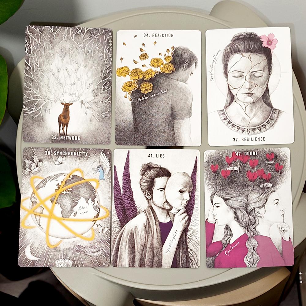 Akasha Oracle Deck 10.5x7.5cm 50 Cards To Unlock Past Life Wisdom Akashic Records Printed on 350GSM Double-embossed Cardstock