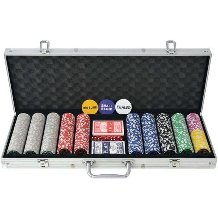 VidaXL Coffret de poker avec 500 jetons Laser Aluminium