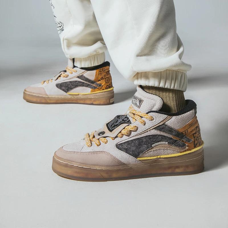 Li Ning We Wu 180 Skateboard Culture Chang An Youth Roujiamo Versatile Aesthetic Non-Slip Shock Absorbing Low-Top Skate Shoes Women sneaker AECR126-1