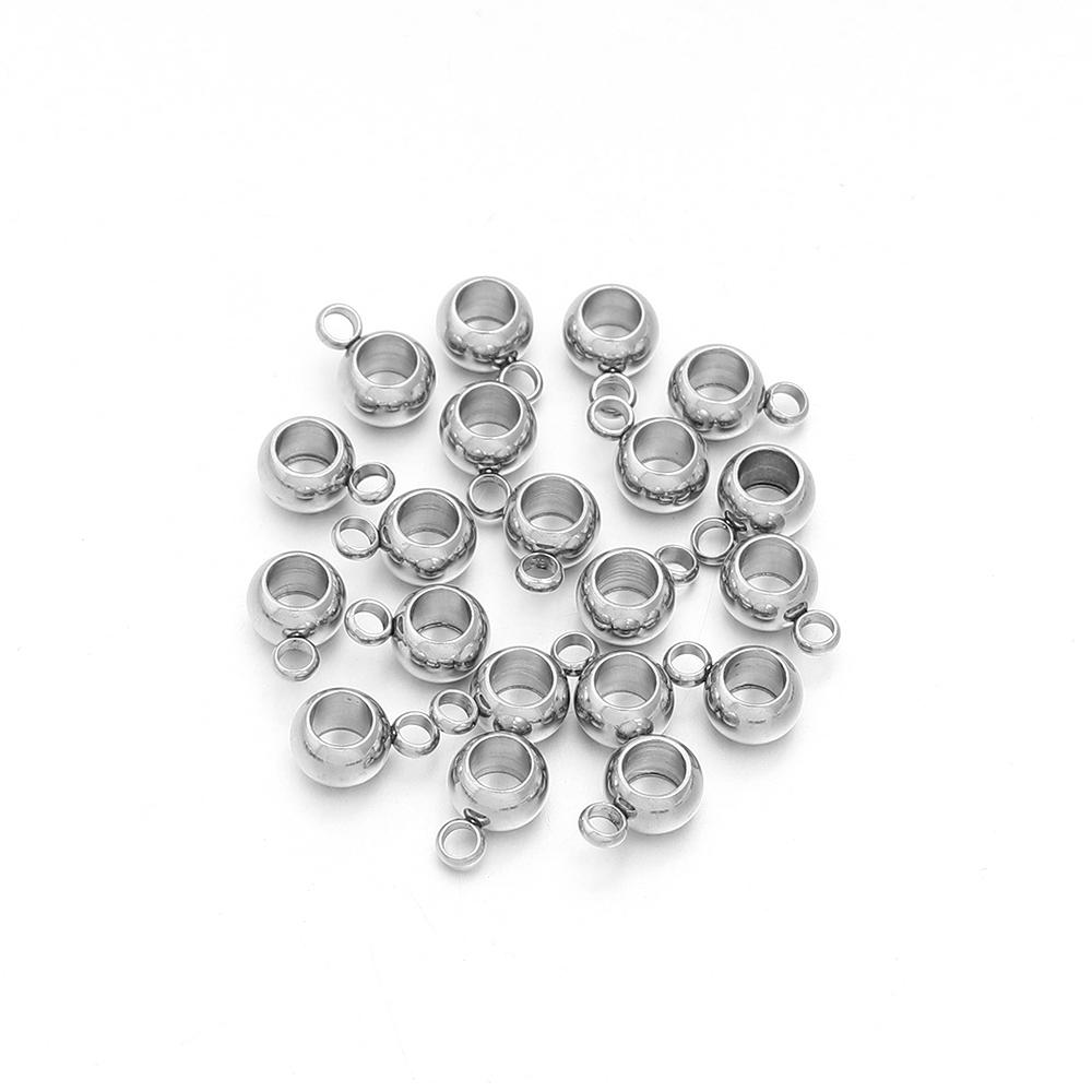 10-20 stuks/partij Roestvrij Staal Spacer Kralen Hanger Charms Sluitingen Oogjes Grote Gat Kralen Voor Sieraden Maken DIY Accessoires
