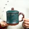 Zisha Clay Tea Cup with Gold Inlay and Bamboo Motif