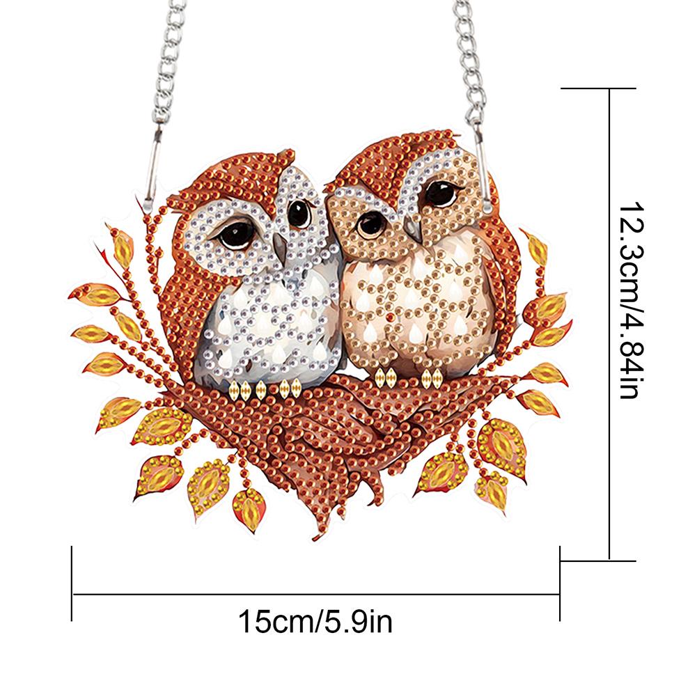 

Autumn Owl Special Shape 5D DIY Diamond Painting Dots Pendant Diamond Painting Decor DIY Diamond Art Pendant Kit for Wall Window