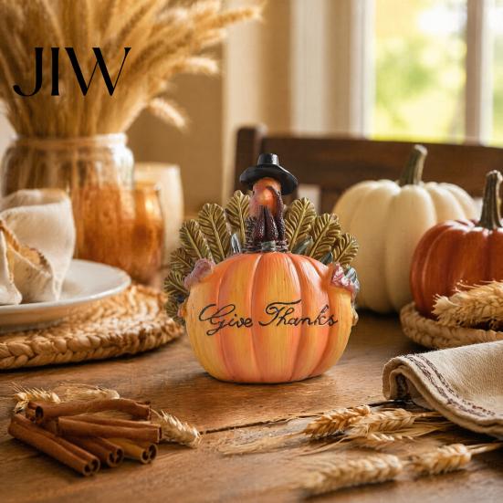 Autumn Harvest Home Decorations Figurine Ornament, Decorative Resin Statue, Turkey/Scarecrow/Pumpkin Thanksgiving Table Decor Tabletop Centerpiece for