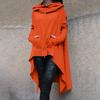 Women's Loose And Comfortable Pile Neck Long Sleeved Solid Color Long Hoodie