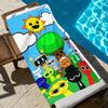 1PC Sprunki Incredibox Beach Towel, Sunny Cartoon Character Bath Towel, Soft Microfiber Pool Towel for Kids & Fans, Summer Beach