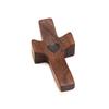 1Pcs Black Walnut Pocket Cross Pocket-Sized Stress Relief Spiritual Companion Cross My Heart Encouragement Gift Wooden Cross