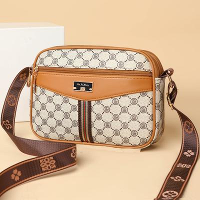 Malá taška, Dámská crossbody taška, Univerzální taška přes rameno, Módní taška s monogramem, Podzimní a zimní široká kosmetická taška