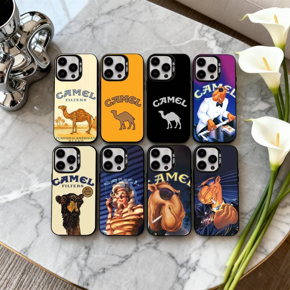 C-Cigarette-B-Brand C-Camel Phone Case For iPhone17,16,15,14,13,12,11 Plus,Pro Max Black Candy silver phone case