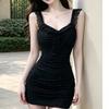Black is beautiful, light luxury, huge body suspender skirt, sexy Xiaofei sleeve tight hip dress