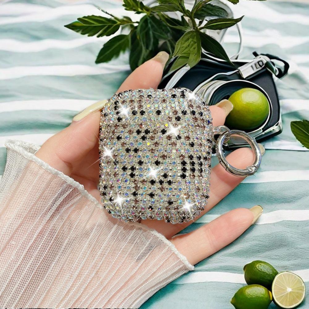 Custodia per auricolari tempestata di diamanti, custodia per auricolari con diamanti ad acqua con copertura protettiva per auricolari con diamanti, custodia protettiva adesiva con diamanti per Apple Airpods