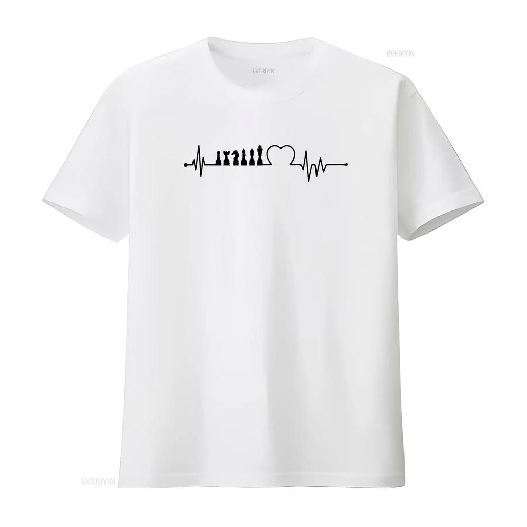 CHESS Heartbeat T shirt Gaming Player Preent for her Him Games Lover Birthday Present Tops vintage Washed Stylish Breathable