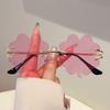 New European and American fashion borderless green clover sunglasses seaside holiday party sunglasses women