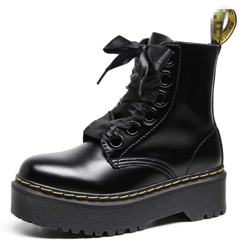 Bodenloch Martin Stiefel Damen und Damen Kurzstiefel Muffin Schnürstiefel Lokomotive Werkzeugstiefel