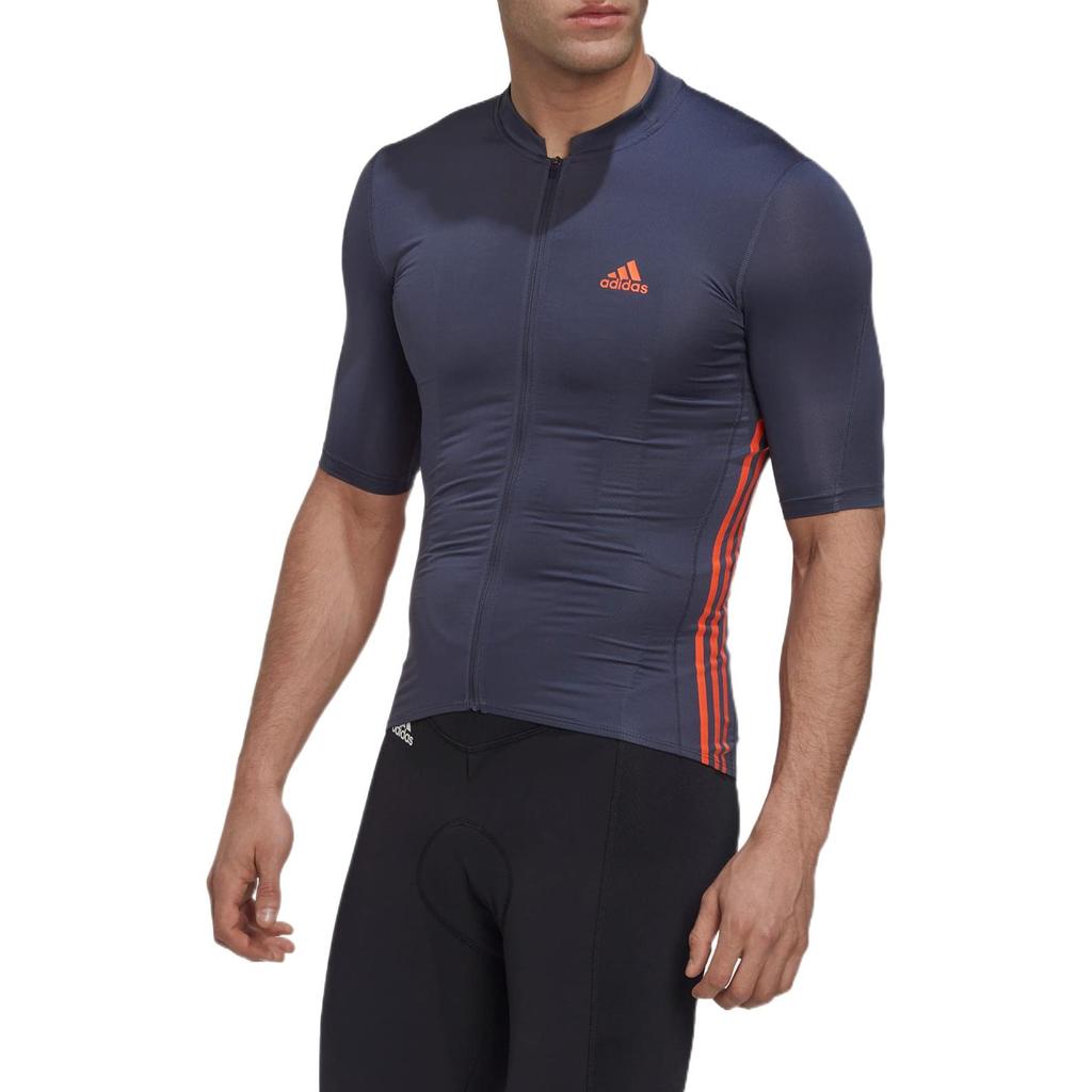 adidas Jednobarevné Pruhované Logo Potisk Sportovní Tričko Pánské Vrcholy Tmavě Modrá HM6427