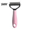 Professional Pet Grooming Comb Double-Sided Detangling Rake, Dog Undercoat Rake with Rounded Blades, Double Sided Tool Shedding Brush for Long