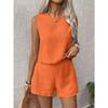 Women's Solid Color Simple Fashion Casual Sleeveless Top and Shorts Set