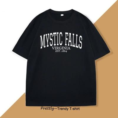 Mystic Falls Virginia Est1864 T Shirts for Virginia Casual Vampire Fan Salvatore TShirt Vintage Damon Printed Tshirt Clothes