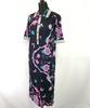 Made in Italy BOTTO Premium Fabric Floral Short Sleeve Long Dress I42 USA8 Japan L Navy Maxi 100% Cotton Tops Shirts(USED)