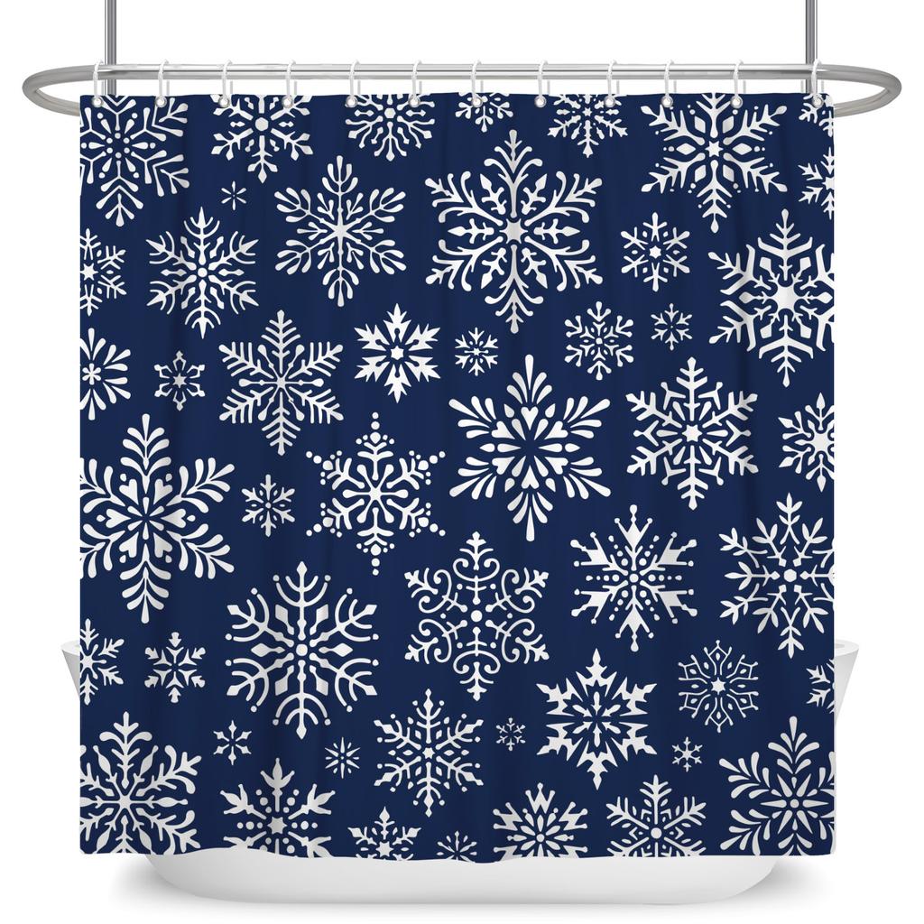 Merry Christmas Shower Curtain Winter Snow Santa Claus Christmas Trees Decor Bath Curtains Waterproof Bathtub Screen