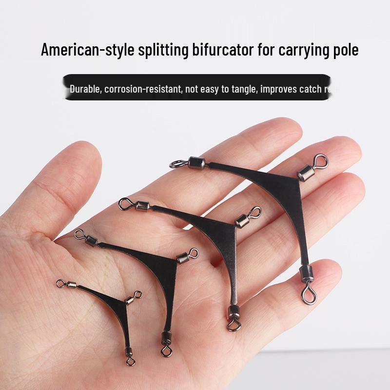American Flat Shoulder Pole Swivel Connector: 3-Way Split Hook, Figure-8 Ring, Fishing Tackle Accessory