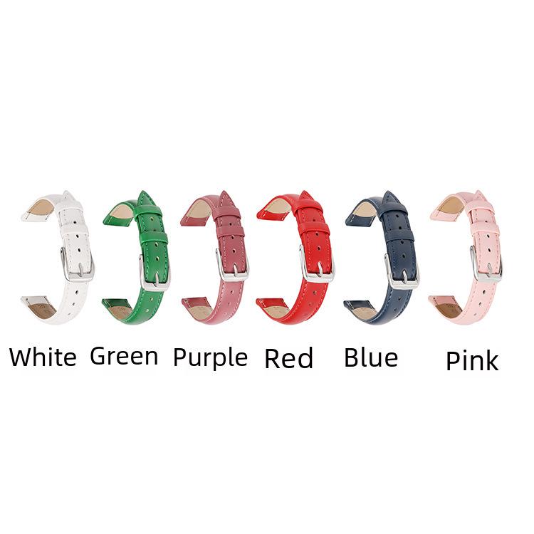 Echtleder Uhrenarmbänder mit schlichter Dornschließe - Oberste Schicht in Rot, Weiß, Blau, Lila, Rosa für Damen & Herren