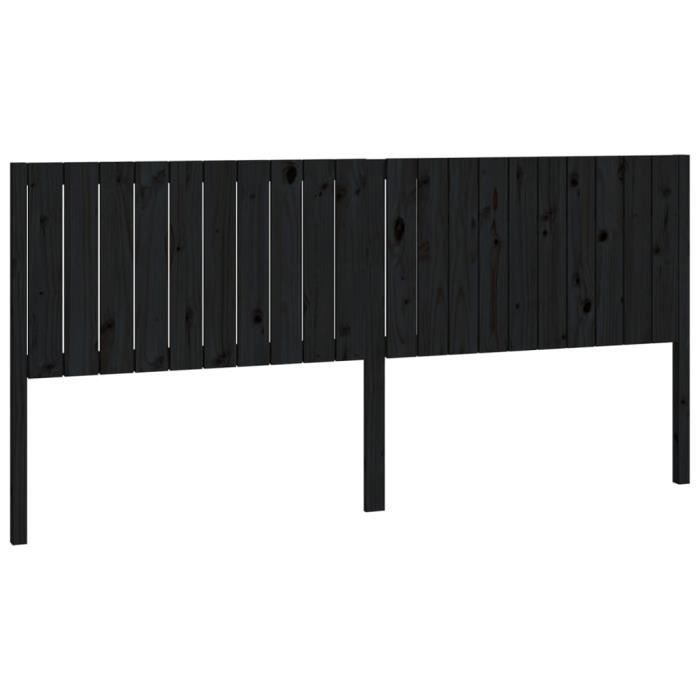 VidaXL Headboard Black 205.5x4x100 Cm Solid Pine Wood 818894