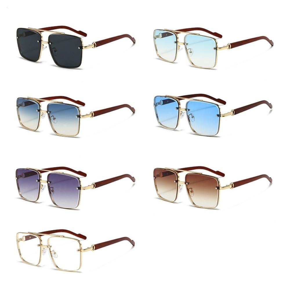 Zinc Zinc Alloy Double-bar Sunnies Eyewear Anti-UV Plain Glasses New Unisex Polarized Sunglasses  Gift
