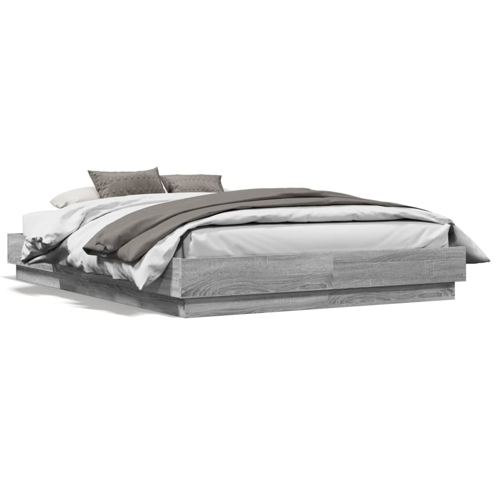 Bed Frame Gray Sonoma 135x190 cm Particleboard