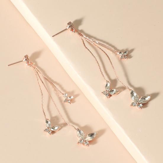 1 Pair Drop Earrings Butterflies Rhinestones Jewelry Sparkling Temperament Dangle Earrings for Banquet