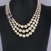 Tooxika Triple Gradient Pearl Magnetic Clasp Saturn Necklace Luxury Collar Chain For Women