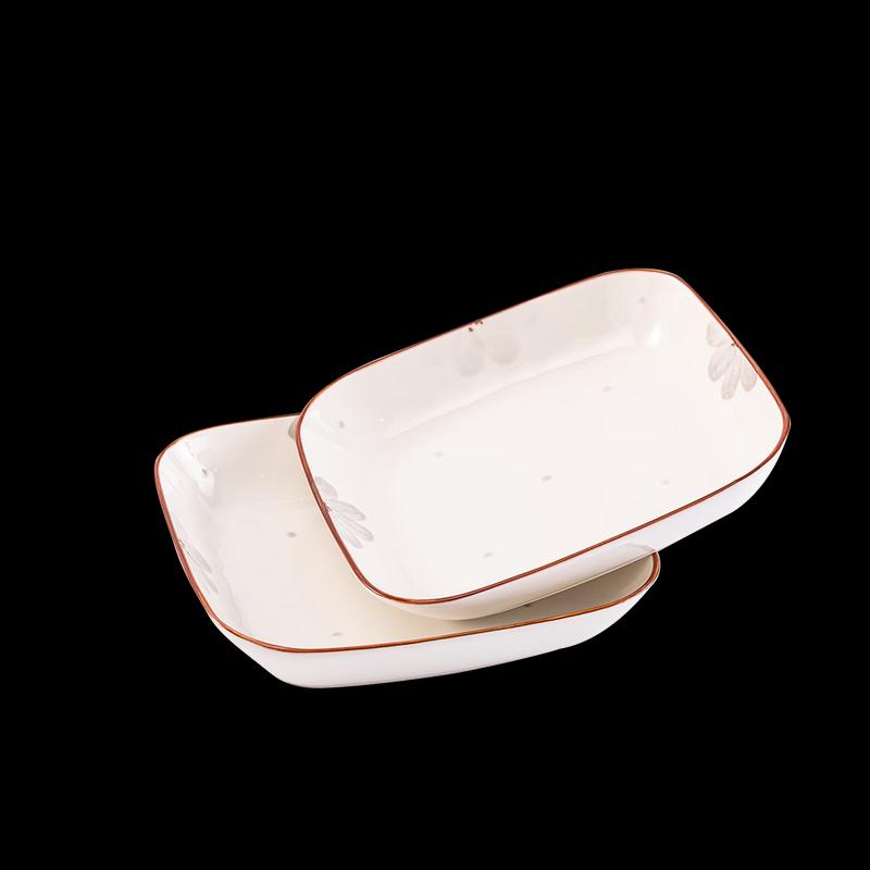 Jingdezhen Ceramic Starry Sky 7-Inch Square Deep Plates (2-Pack)