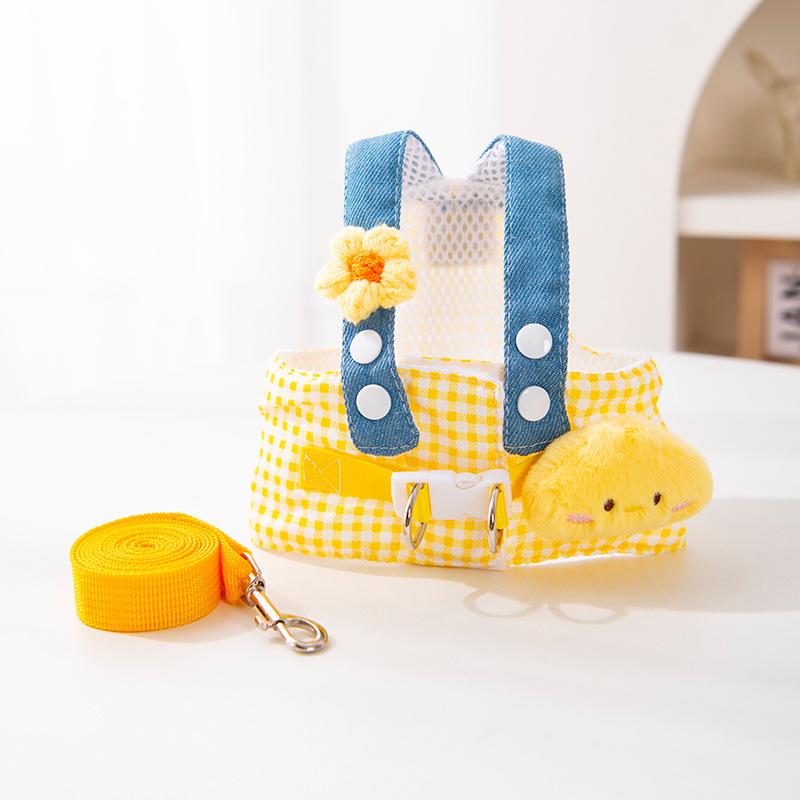 Pet leash set, harness, cat hat, dog clothes, outdoor dog leash, small dog hat, sunshade, cute