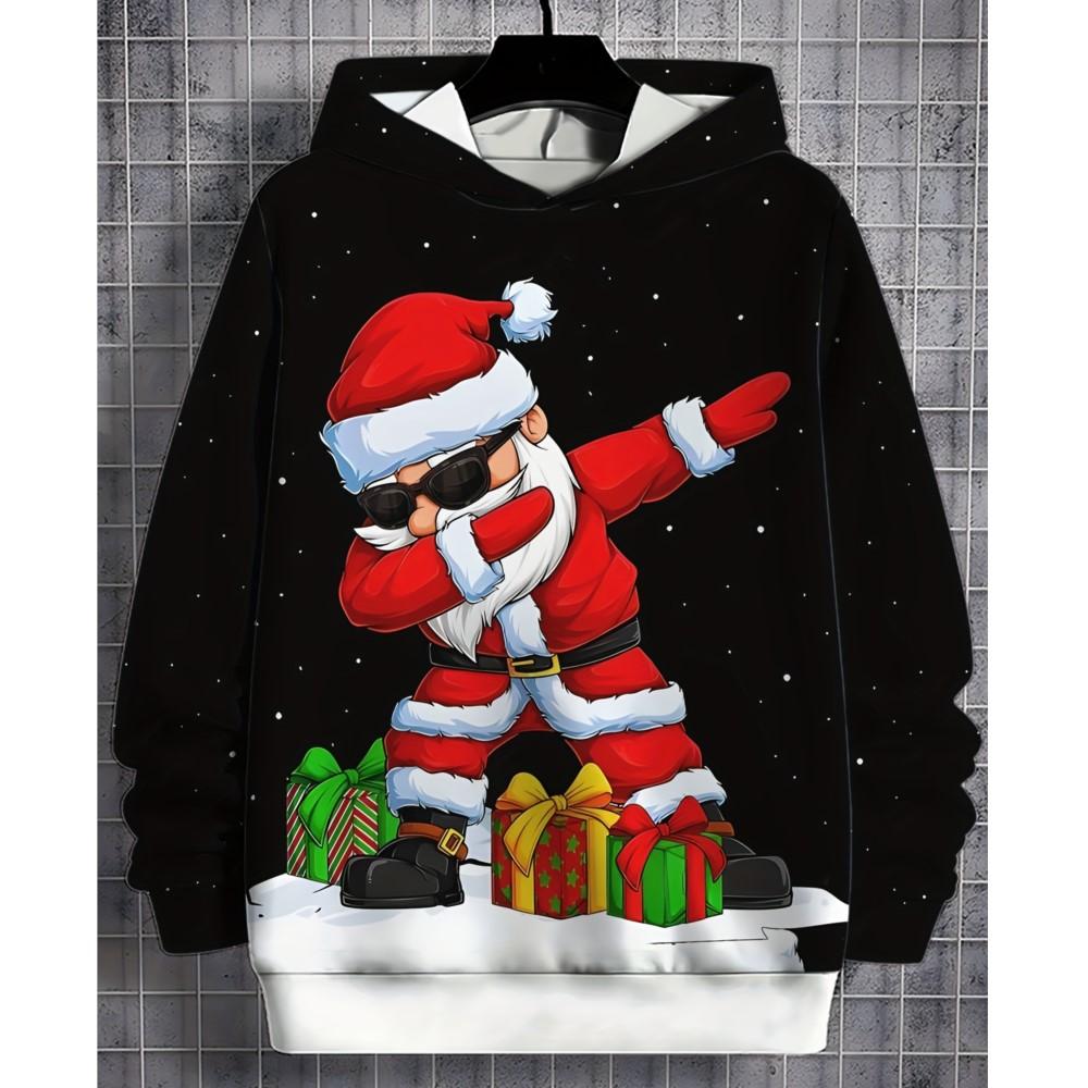 Fashion Men's Hooded Hoodies 3D Prints Christmas Theme Sweatshirt Drawstring Sportwear Long Sleeve Tops Casual Men's Clothing