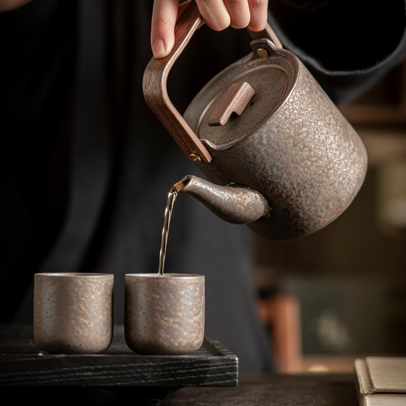 Keramik Vergoldet Eisenglasierter Balkentopf Teetasse Teeset Retro Teekanne Japanische Tasse Topf