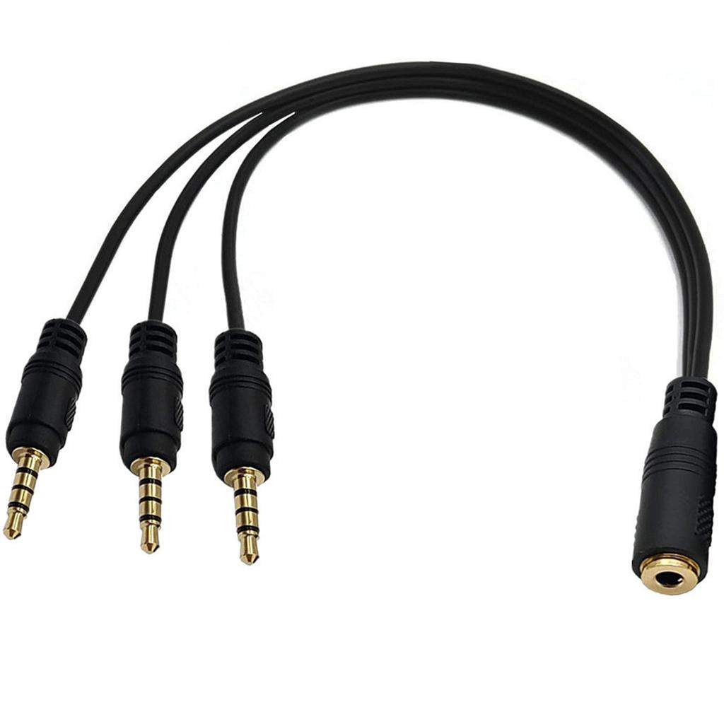 Triple Output 3.5mm Sound Y Cable Gold Plateds Jacks Simultaneous Multiple Device Connection 30cm Length