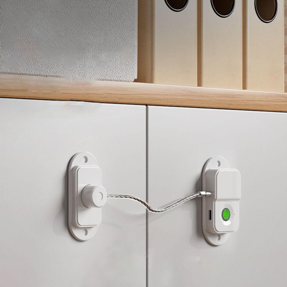 Stainless Steel Cable Rechargeable Fingerprint Lock Intelligent Limit Security Protection Cabinet Lock Rechargeable Battery