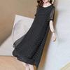 Sommer Kurze Ärmel Bauchbedeckend High-End Chiffon Große Größe Locker Gepunktet Französischer Stil Langes Kleid Damen Vestidos