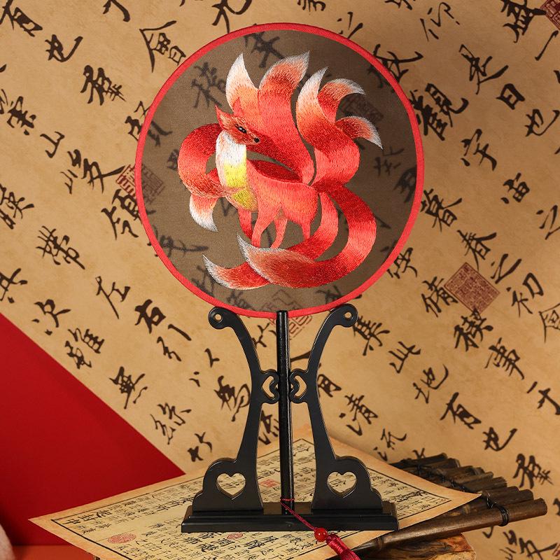 Double-sided Embroidered Round Fan: Ancient Style Suzhou Hanfu Dance Accessory