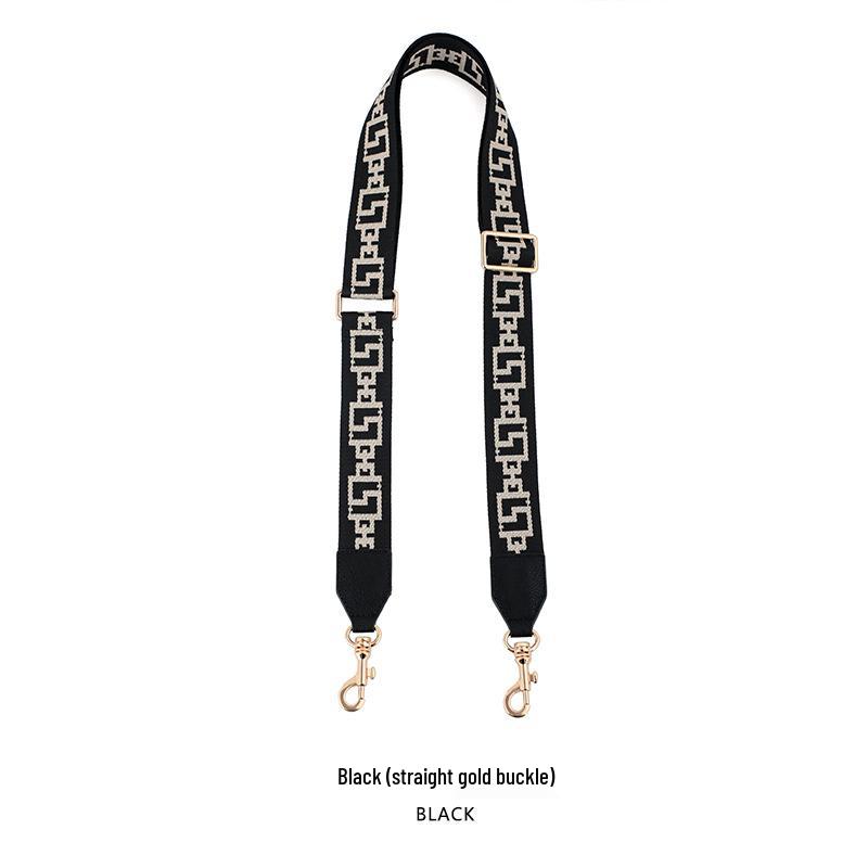 MHS-F-43 Crossbody Bag with Wide Lychee Grain Leather Strap and High-End Canvas Chain Pattern