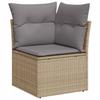 5 Piece Garden Sofa Set with Cushions Beige Poly Rattan & Acacia
