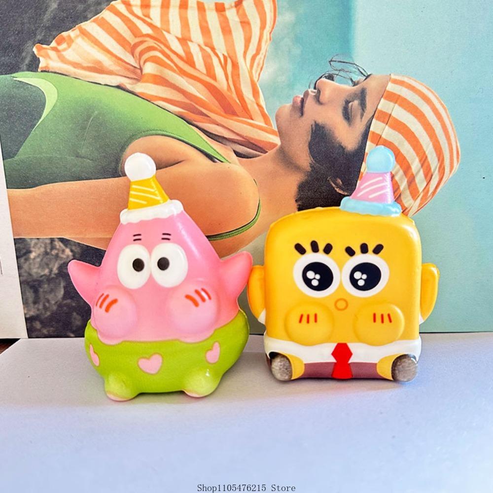 SpongeBob SquarePants Cute Pinch Music Slow Rebound Stress Relieving Toy SpongeBob Cartoon Pendant Small Gift Random