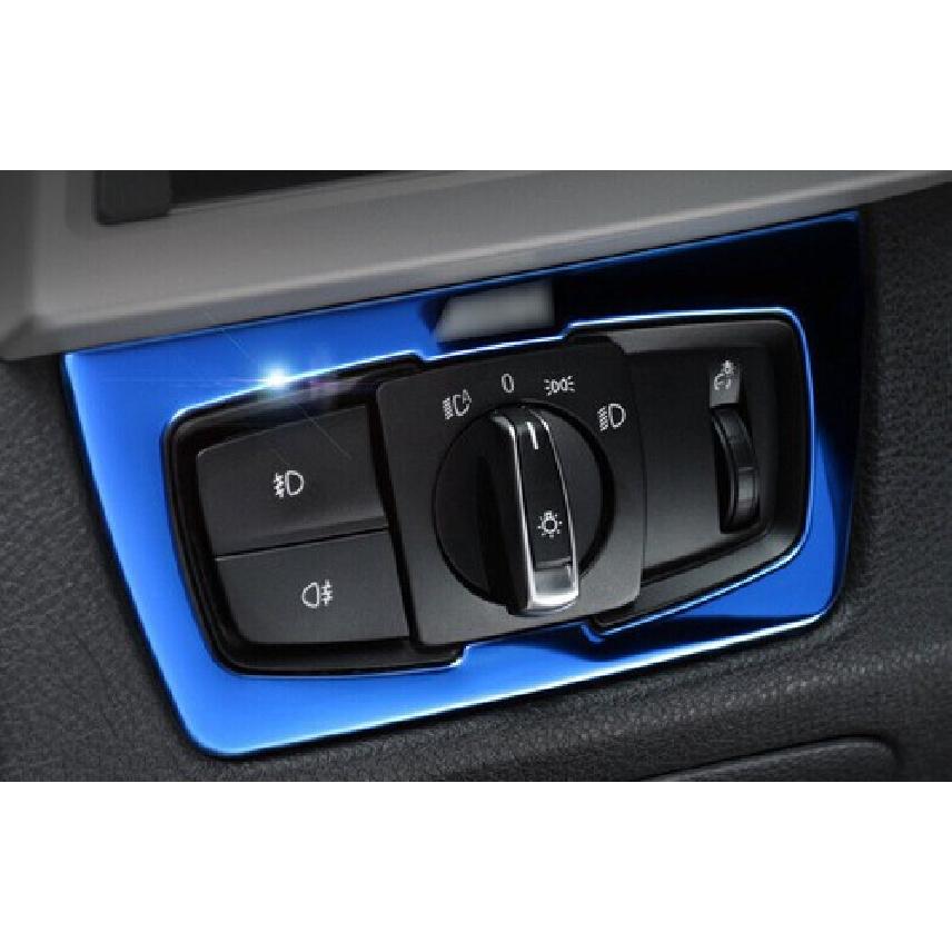 For BMW 3 4 Series Cover Trim Blue Titanium Car Headlight Switch Control 2013-19