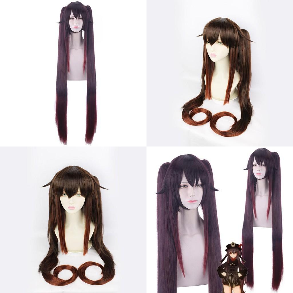 Soft And Heat-resistant Genshin Impact Hutao Cosplay Wig Ponytail For Role Playing And Parties