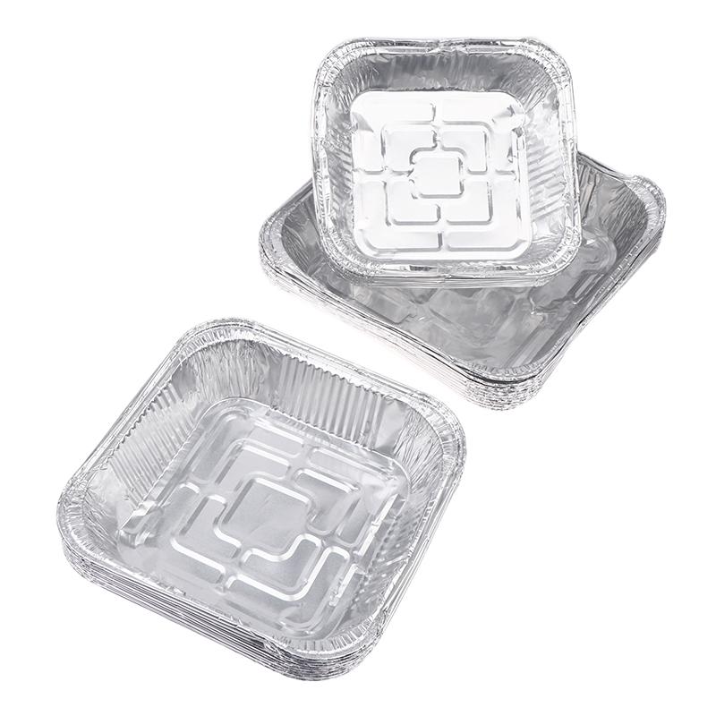 10Pcs 20Cm Air Fryer Aluminum Foil Pan Food Containers Square Oven Bbq Tray Oil-Proof Non-Stick Baking Tool Kitchen Supplies