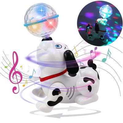 Brinquedos giratórios dálmatas Bump and Go Dancing Dog com música de bola e luzes coloridas piscantes para bebês pequenos e crianças pequenas