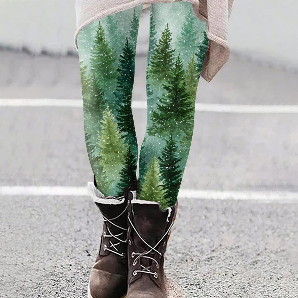 Women's Christmas Print Slim Fit Elastic Yoga Casual Pants