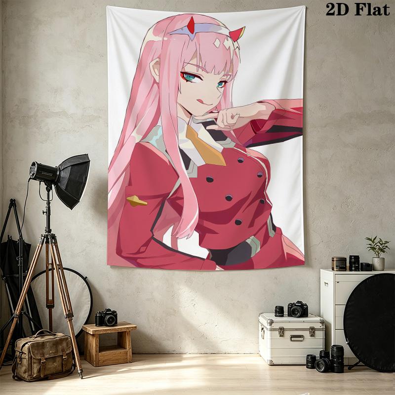 Franxx Zero Two Wall Tapestry Aesthetic Wall Hanging Printed Fabric Blanket Decorative Tapestries For Bedroom Living Room Home Decor