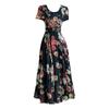Summer Korean Version Medium and Long Printed Ice Silk Dress Middle-aged Large-size Large-swing Dress